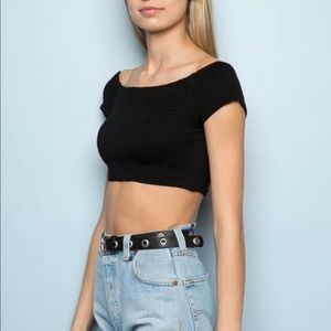 Brandy Melville black off shoulder Ellery crop top